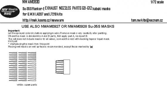 1/72 Mask Su-35S Flanker-E EXHAUST NOZZLES G9-G12