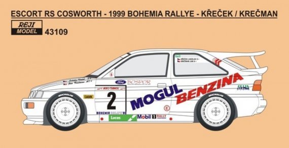 1/43 Ford Escort RS Cosworth Bohemia Rallye 1999 decal