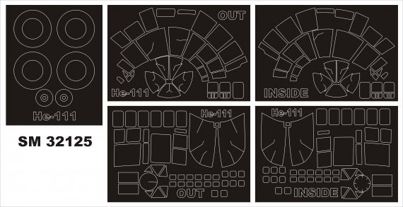1/32 Heinkel He-111P 5 sheets 130x90mm canopy masks