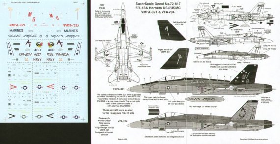 Microscale D�calcomanies F/A-18A 1/72