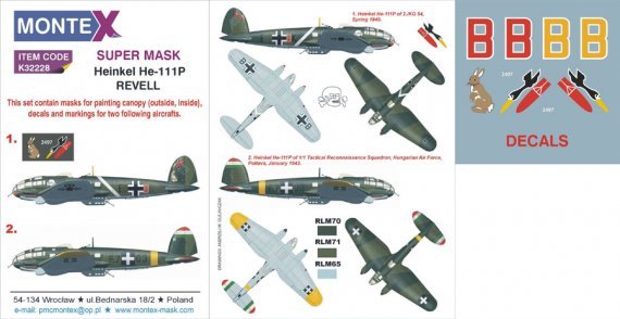 1/32 Heinkel He-111P 2 masks