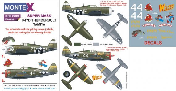 Montex P-47D Thunderbolt Razorback 1/48 Maschere e Decals