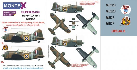 Montex 1/48 Brewster Buffalo Mk.I Maschere vernice
