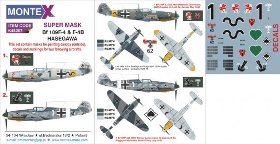 Montex 1/48 Masques Bf-109F-4 & F-4B Hasegawa