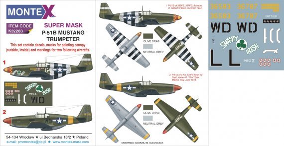 1/32 North-American P-51B Mustang masks set