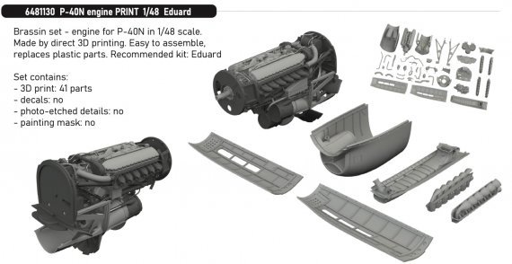 Brassin 1/48 P-40N engine for Eduard