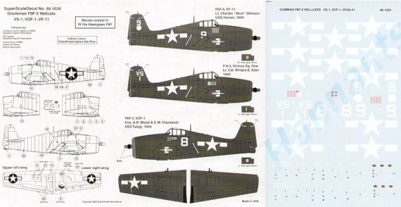 Microscale F6F-5 Hellcat 1/48 3 Historic Decals