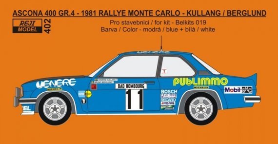 1/24 Opel Ascona 400 Rallye Monte Carlo 1981 decal