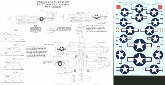 1/48 Republic P-47D Thunderbolt Razorback or Bubble insignia