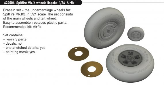 Brassin 1/24 Spitfire Mk.IX wheels 5spoke