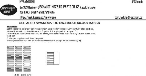 1/72 Mask Su-35S Flanker-E EXHAUST NOZZLES G5-G8
