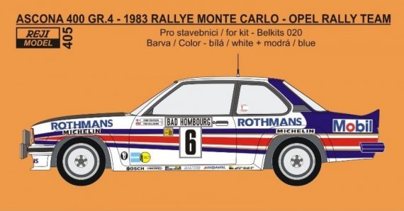 1/24 Opel Ascona 400 Gr.B Rallye Monte Carlo 1983 decal
