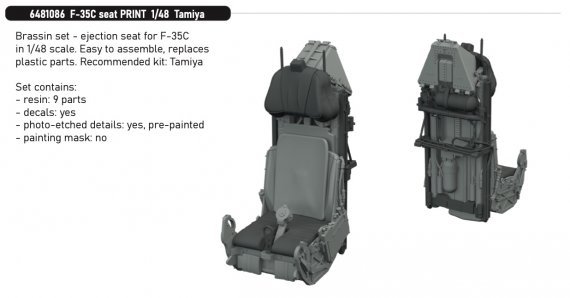 Brassin 1/48 F-35C seat for Tamiya