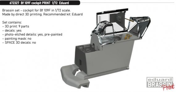 Brassin 1/72 Bf 109F cockpit for Eduard