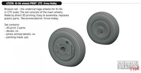 Brassin 1/72 Ki-84 wheels PRINT