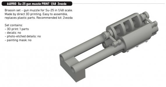 Brassin 1/48 Su-25 gun muzzle for Zvezda