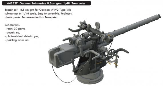 BRASSIN 1/48 German Submarine 8,8cm gun
