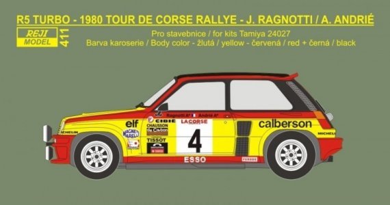 1/24 R5 Turbo Tour de Corse Rally 1980 Ragnotti decal