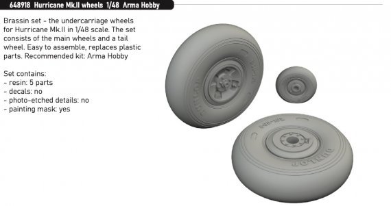 Brassin 1/48 Hurricane Mk.II wheels for Arma Hobby