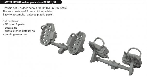 Brassin 1/32 Bf 109E rudder pedals late