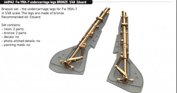 Brassin 1/48 Fw 190A-7 undercarriage legs BRONZE EDU