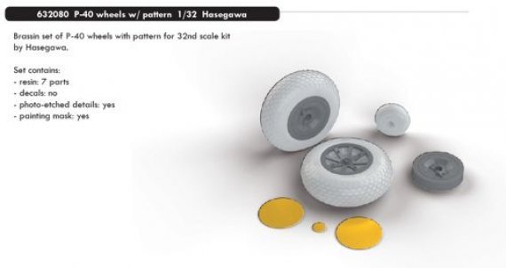 BRASSIN 1/32 P-40 wheels with pattern