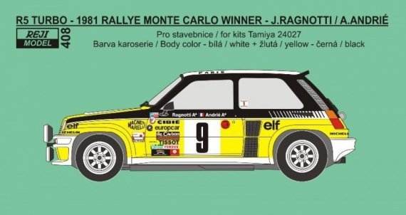 1/24 R5 Turbo Monte Carlo 1981 RAC Ragnotti decal