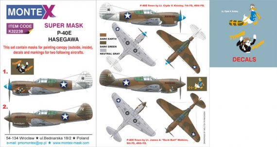Montex Masques & D�cals P-40E Kittyhawk 1/32 Hasegawa