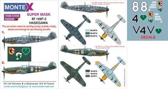 Montex Masques cabine Bf-109F-2 1/32 + d�cals Hasegawa