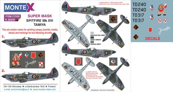 Montex Masques Spitfire Mk.XVI 1/32 + D�cals Tamiya