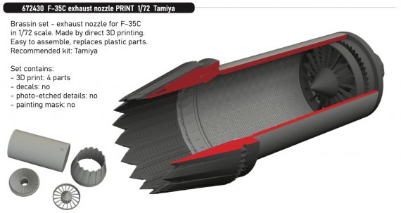 Brassin 1/72 F-35C exhaust nozzle for Tamiya