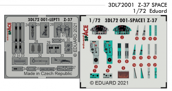 1/72 Let Z-37A Decals with etched parts