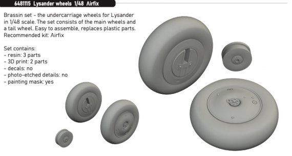 Brassin 1/48 Lysander wheels for Airfix