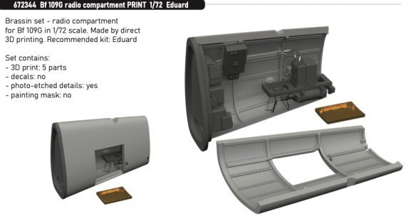Brassin 1/72 Bf 109G radio compartment PRINT EDU