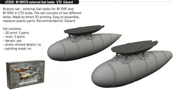 Brassin 1/72 Bf 109F/G external fuel tanks