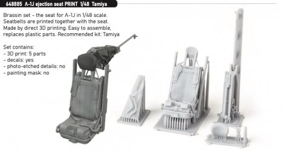Brassin 1/48 A-1J ejection seat PRINT for Tamiya