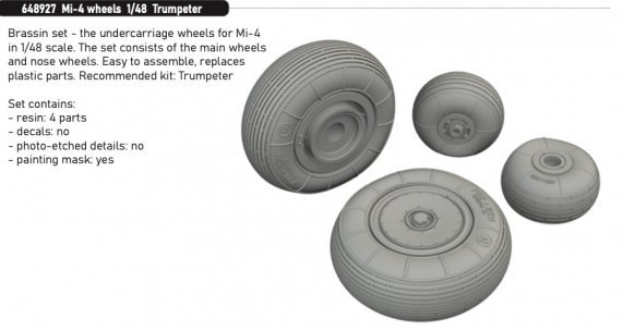 Brassin 1/48 Mi-4 wheels for Trumpeter