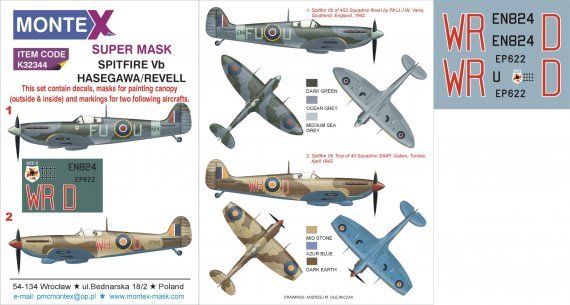 1/32 Spitfire Mk.VB canopy mask, insignia masks, decals