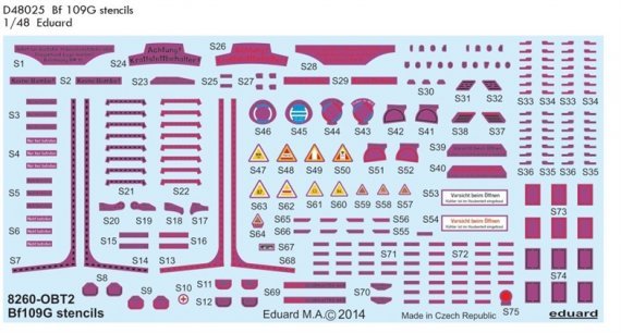 Decals 1/48 Bf 109G stencils
