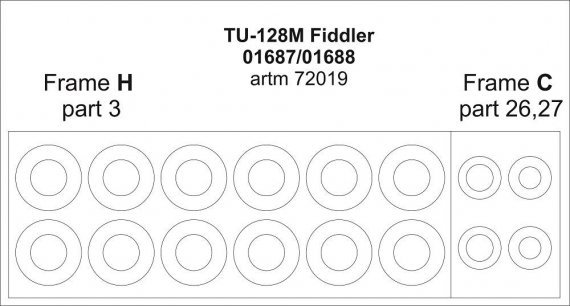 1/72 Tupolev TU-128M Fiddler wheel masks