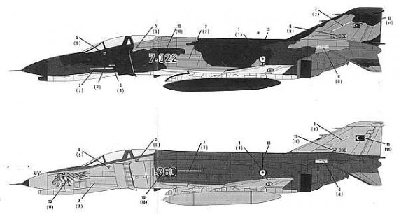 Abziehbilder 1/32 F-4E Phantom II T�rkei Iran Griechenland