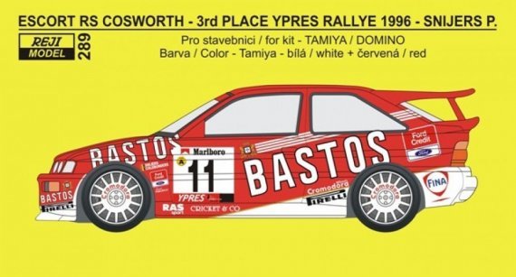 1/24 Transkit Escort RS Cosworth Bastos team 1996 decal