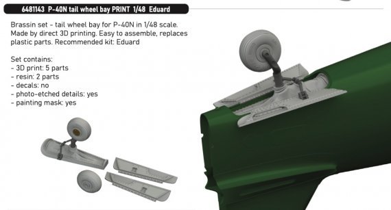 Brassin 1/48 P-40N tail wheel bay for Eduard