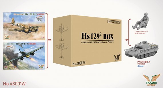 Takom Wings Hs-129 Big Box 1/48 2 Avions + Char