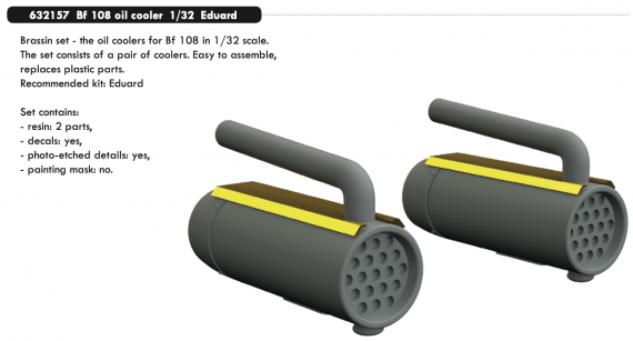 Brassin 1/32 Bf 108 oil cooler
