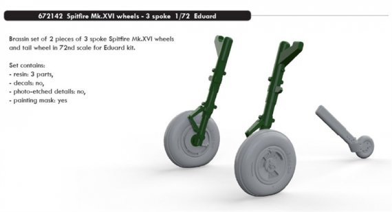 BRASSIN 1/72 Spitfire Mk.XVI wheels 3 spoke