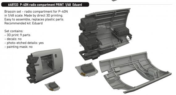 Brassin 1/48 P-40N radio compartment for Eduard