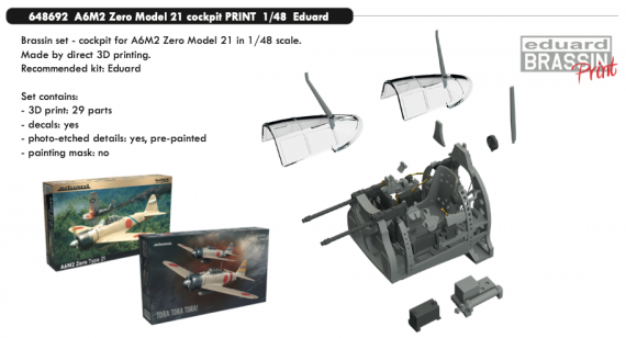 Brassin 1/48 A6M2 Zero Model 21 cockpit PRINT
