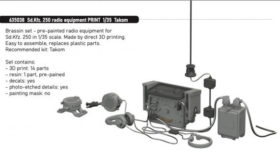Brassin 1/35 Sd.Kfz. 250 radio equipment for Takom