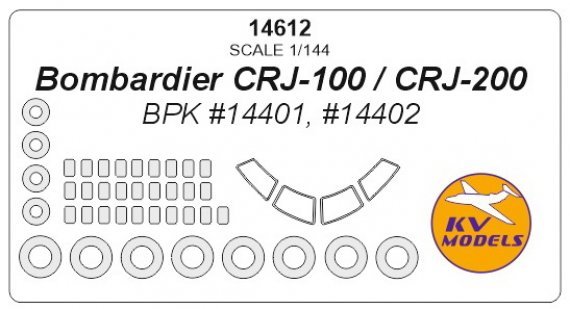 1/144 Bombardier CRJ-100 / CRJ-200 canopy paint mask And wheel p